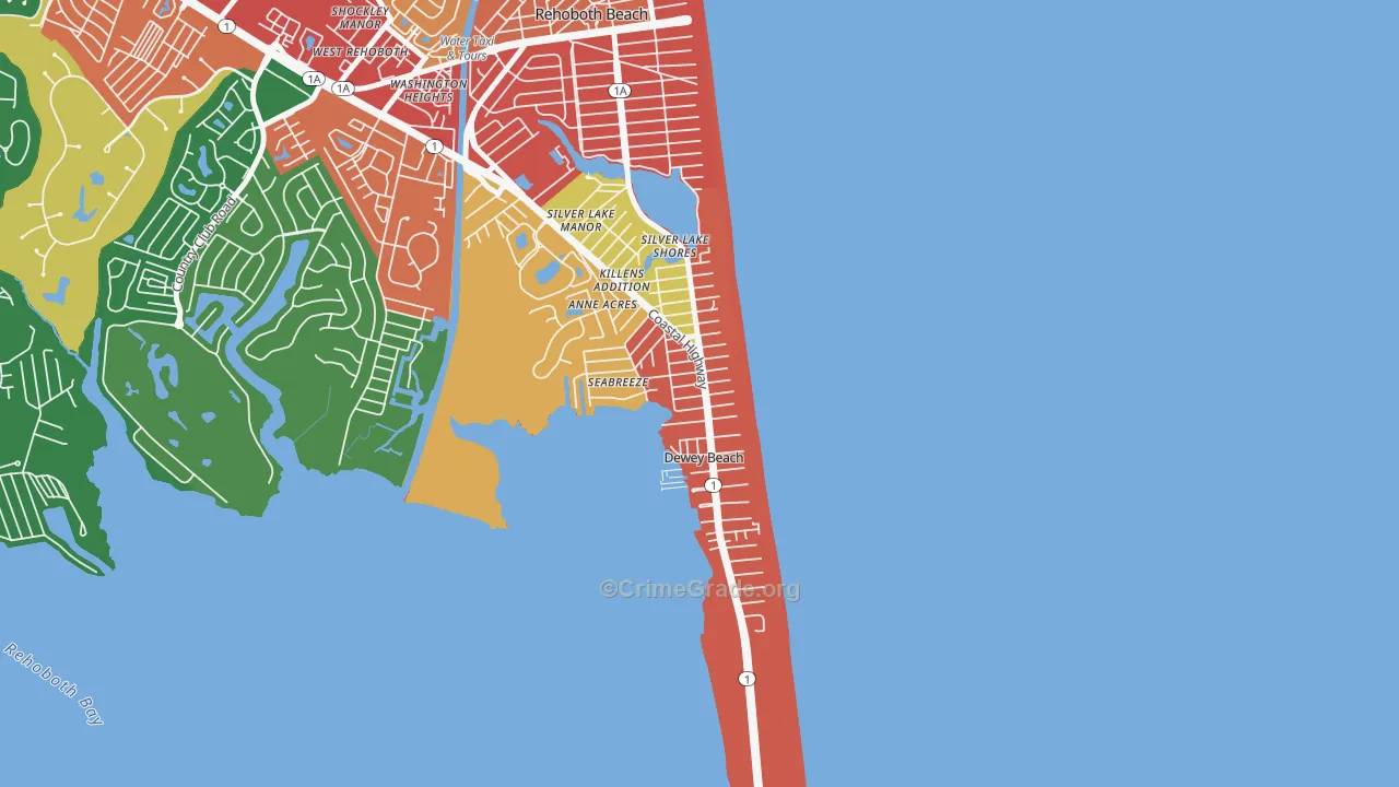 Dewey Beach, DE Map of Drug-Related Crime Rates
