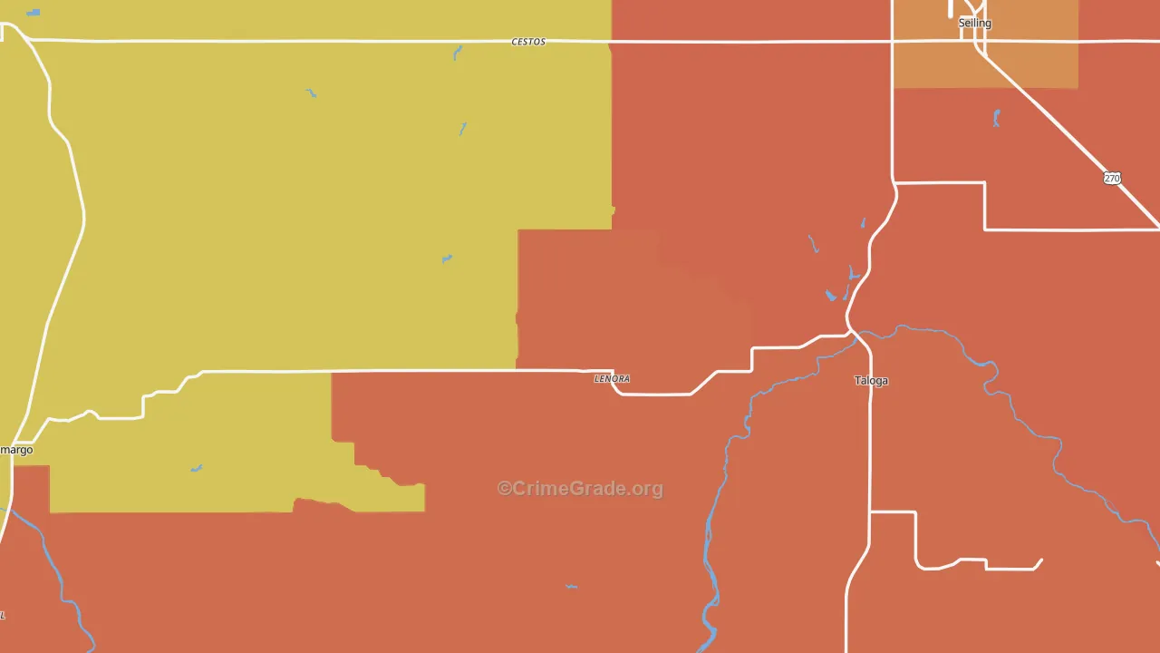 Dewey County, OK Map of Drug-Related Crime Rates