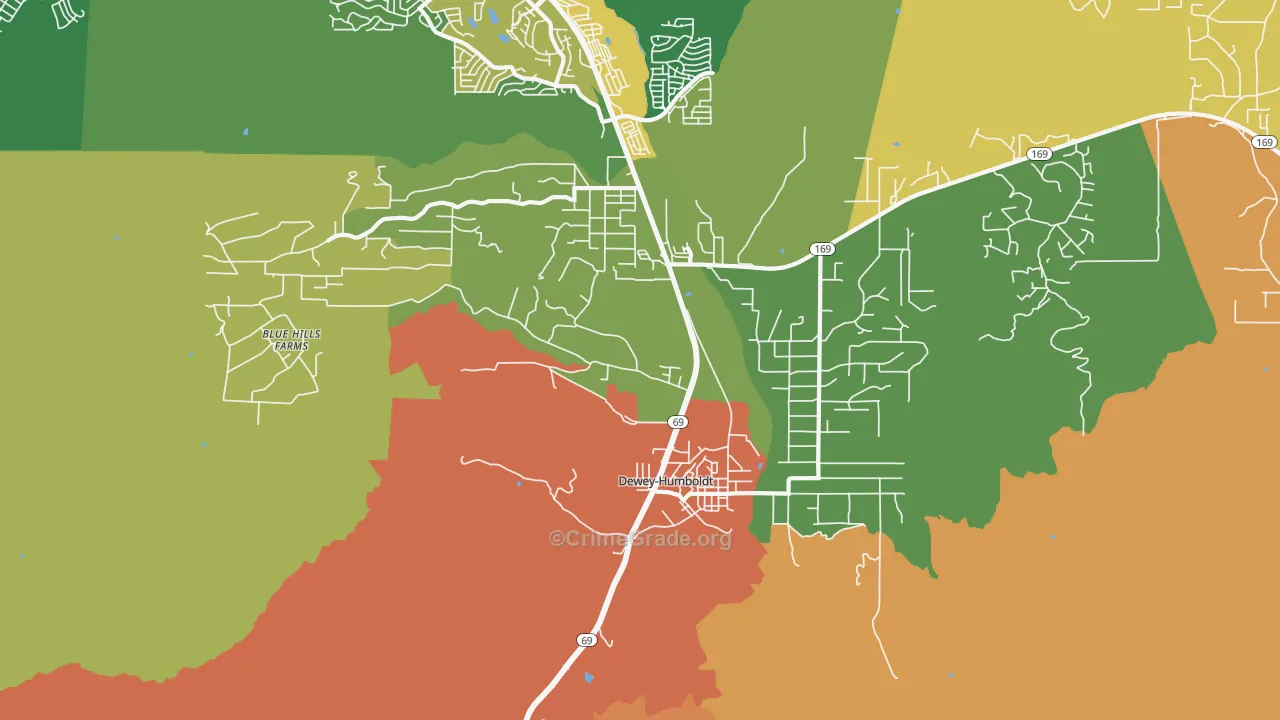 Dewey-Humboldt, AZ Map of Drug-Related Crime Rates