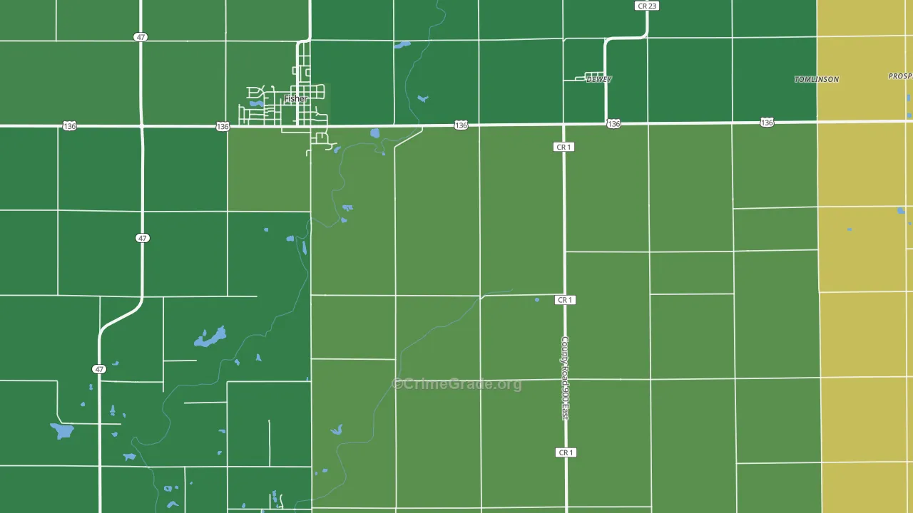 Dewey, IL Map of Drug-Related Crime Rates