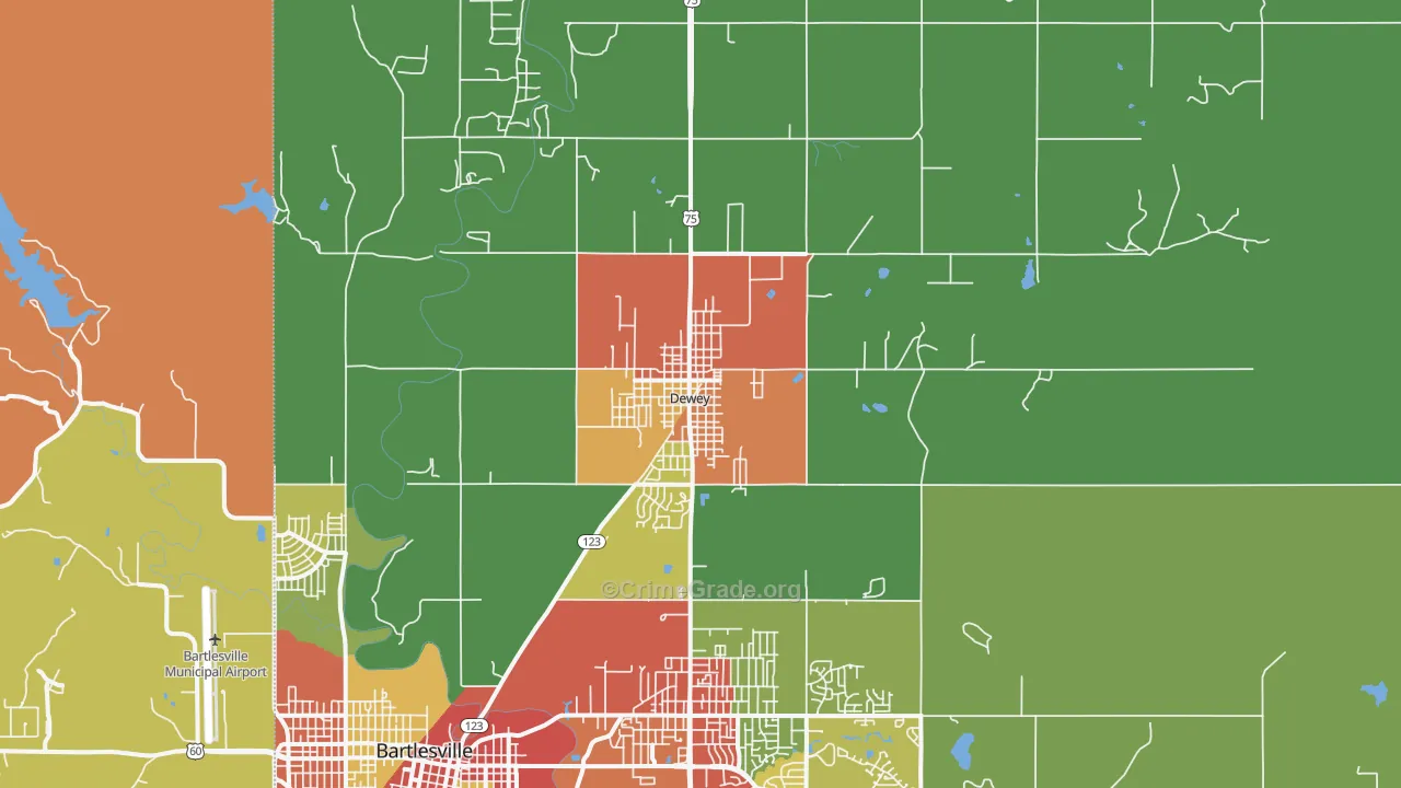 Dewey, OK Map of Drug-Related Crime Rates
