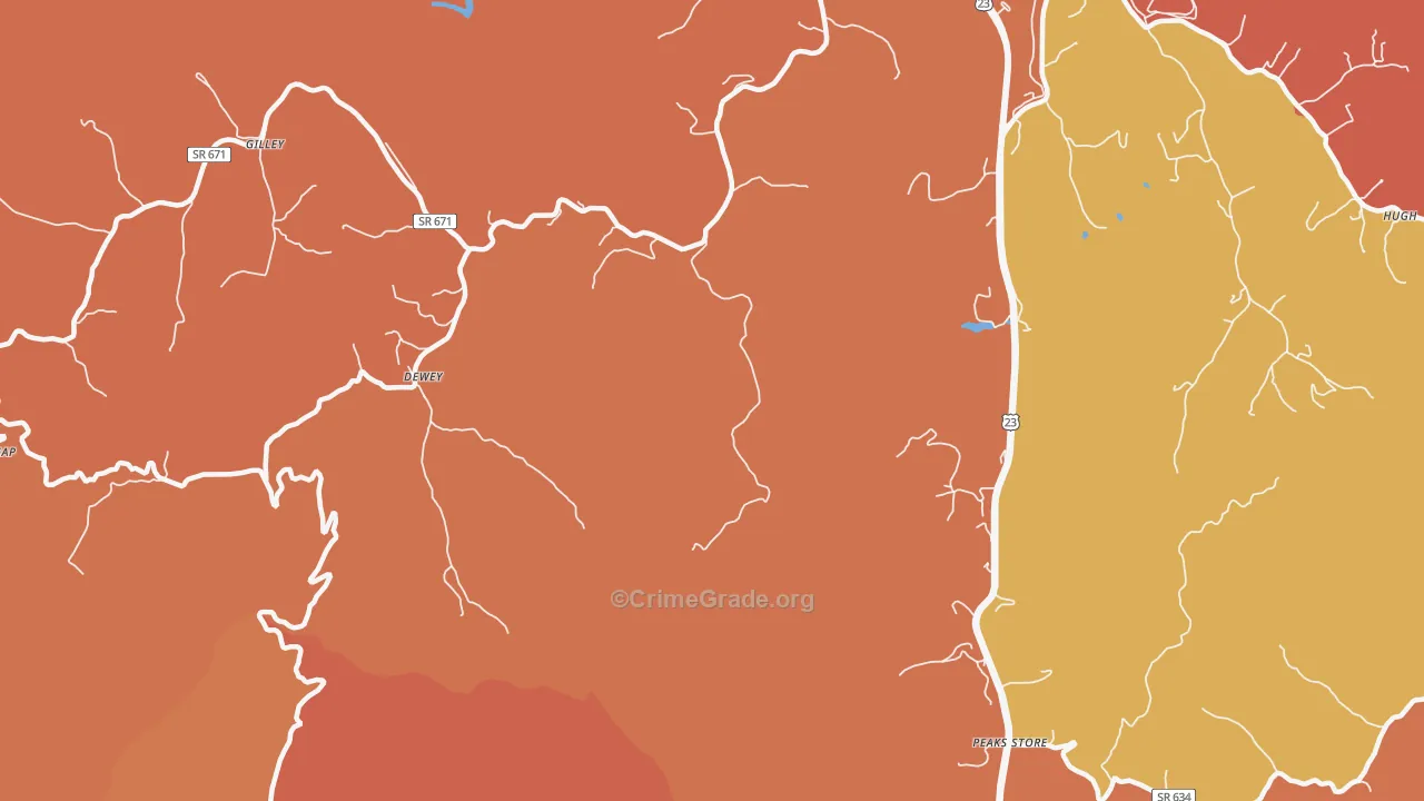 Dewey, VA Map of Drug-Related Crime Rates
