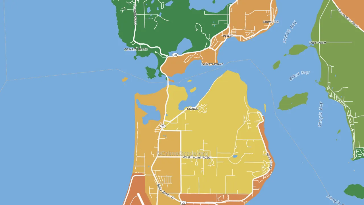 Dewey, WA Map of Drug-Related Crime Rates