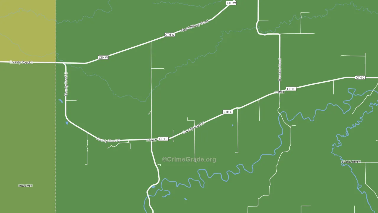 Dewey, WI Map of Drug-Related Crime Rates