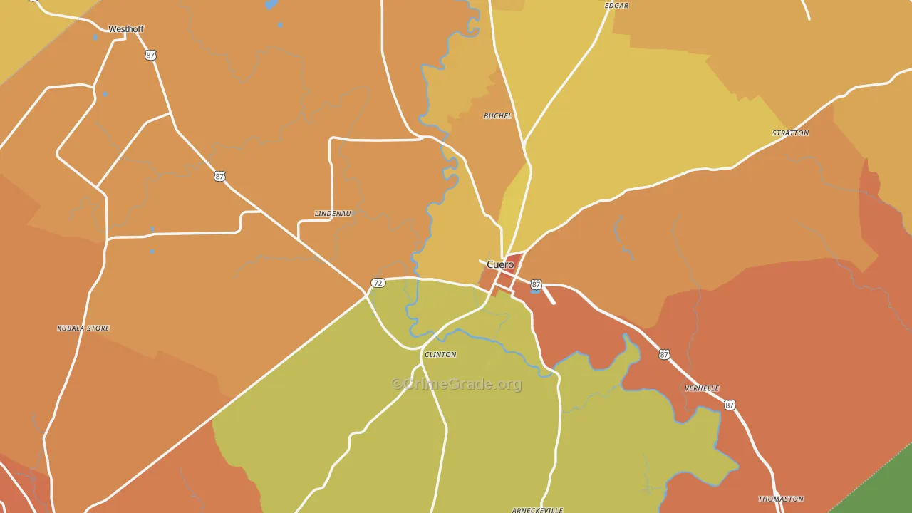 DeWitt County, TX Map of Drug-Related Crime Rates