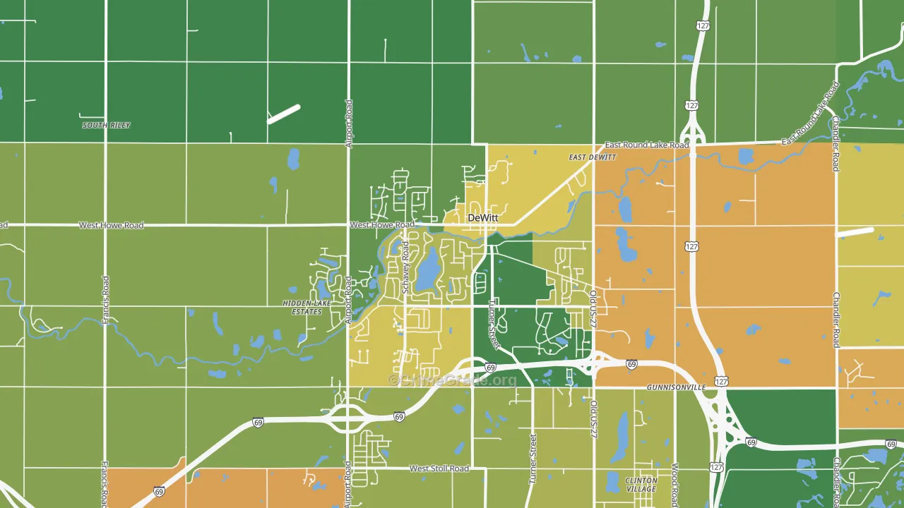 Dewitt, MI Map of Drug-Related Crime Rates