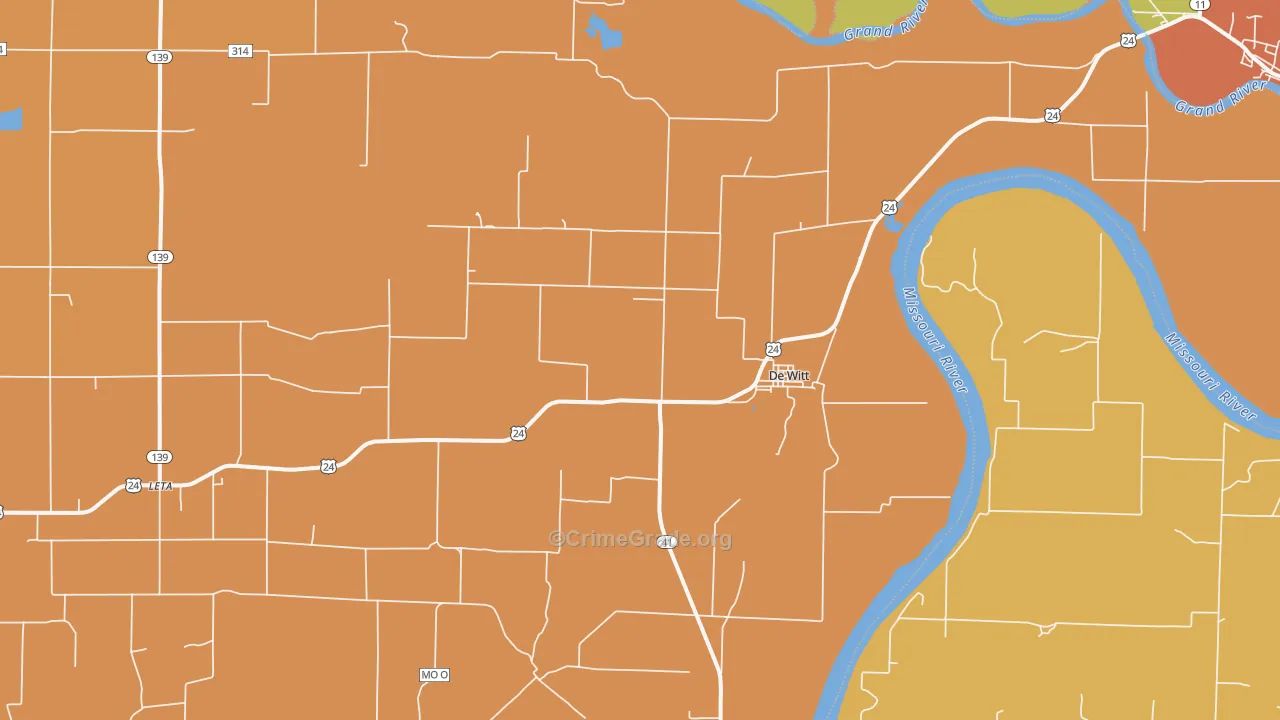 DeWitt, MO Map of Drug-Related Crime Rates