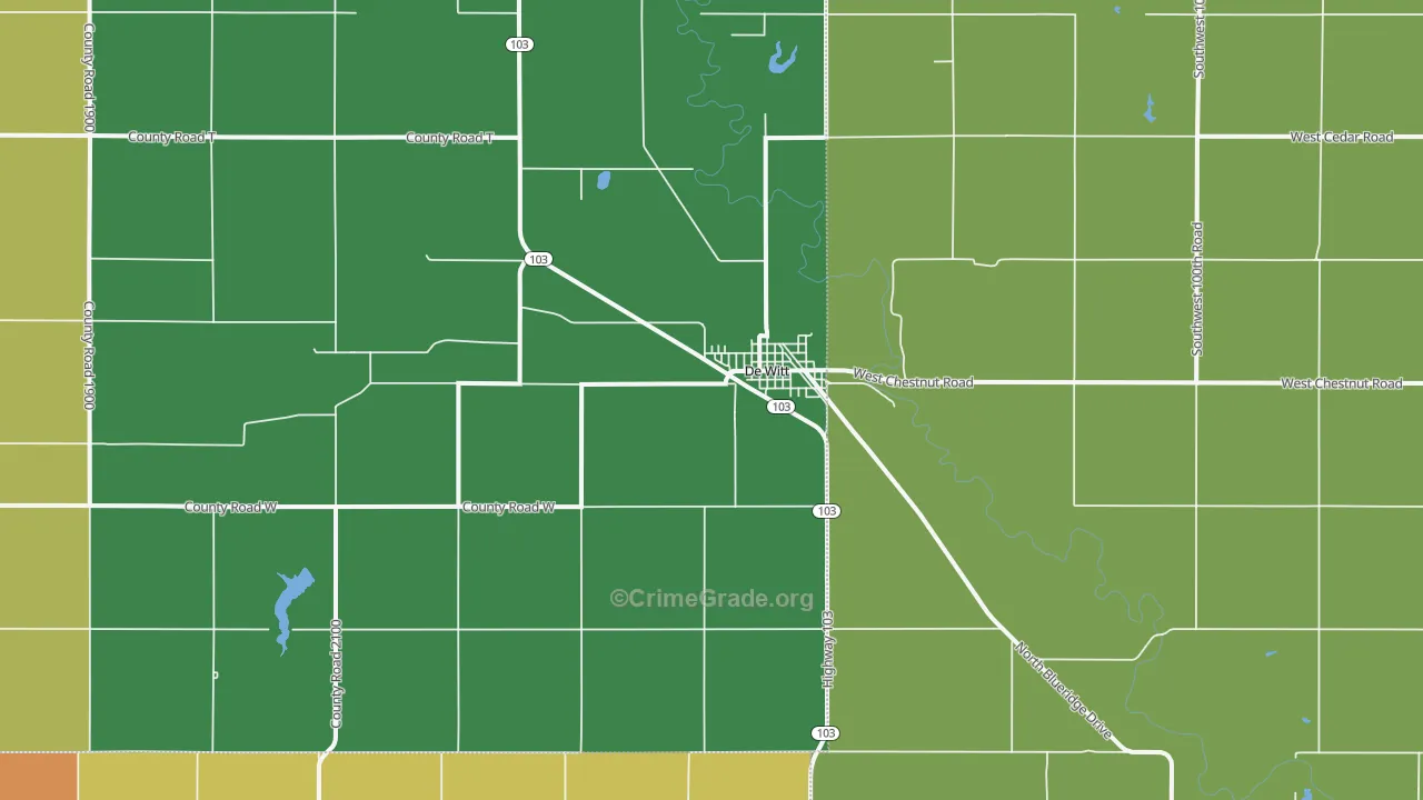 DeWitt, NE Map of Drug-Related Crime Rates