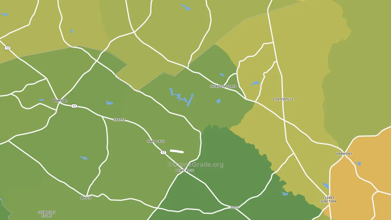 Dewy Rose, GA Map of Drug-Related Crime Rates