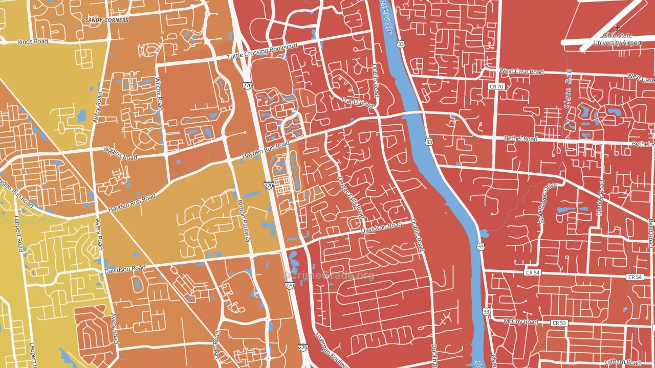 Dexter Falls, Columbus, OH Map of Drug-Related Crime Rates