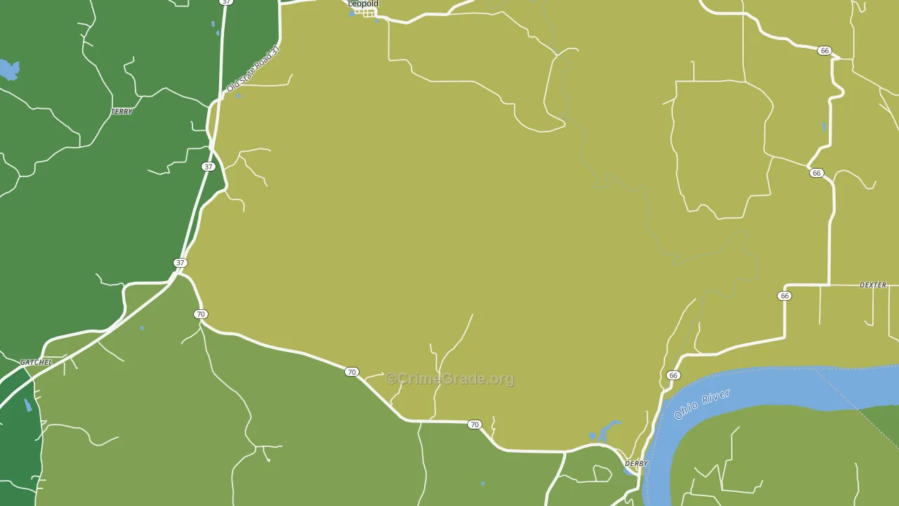 Dexter, IN Map of Drug-Related Crime Rates