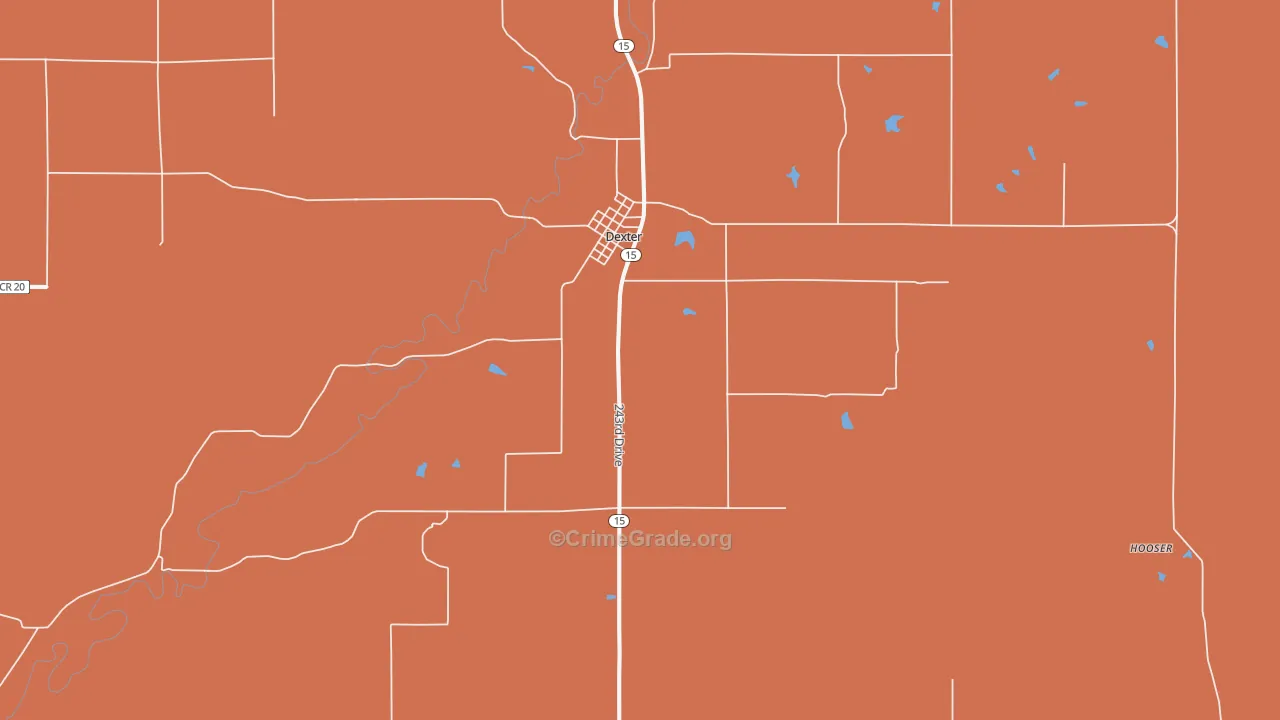 Dexter, KS Map of Drug-Related Crime Rates