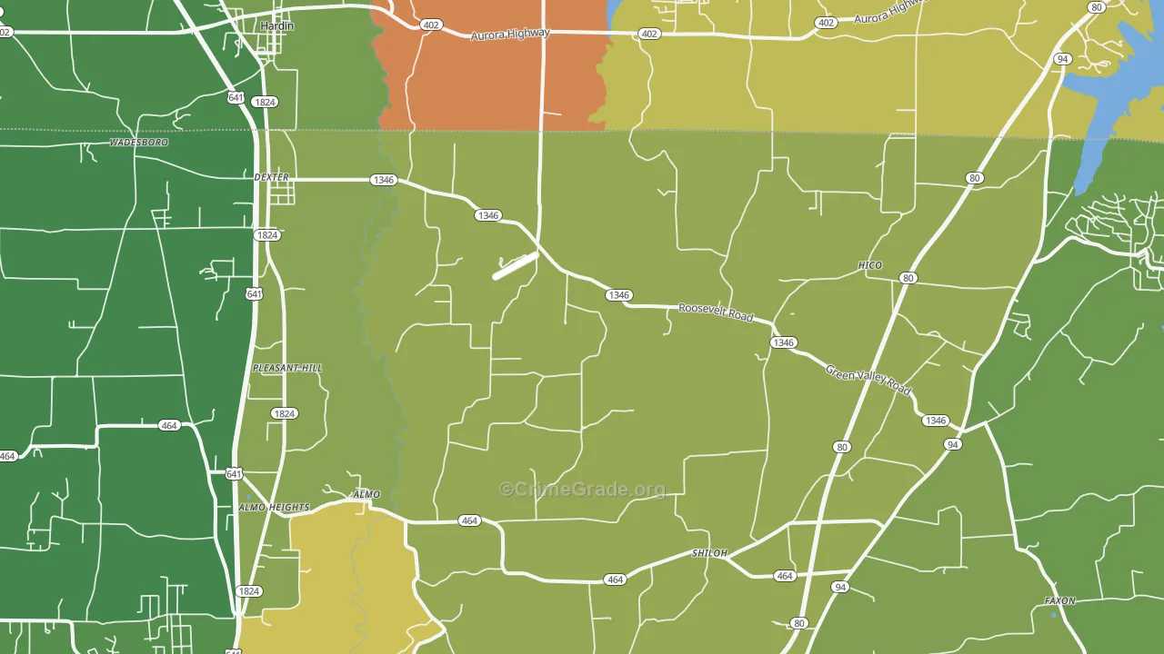 Dexter, KY Map of Drug-Related Crime Rates