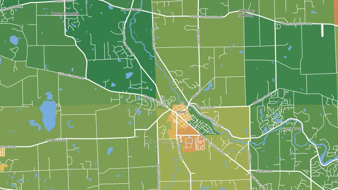 Dexter, MI Map of Drug-Related Crime Rates