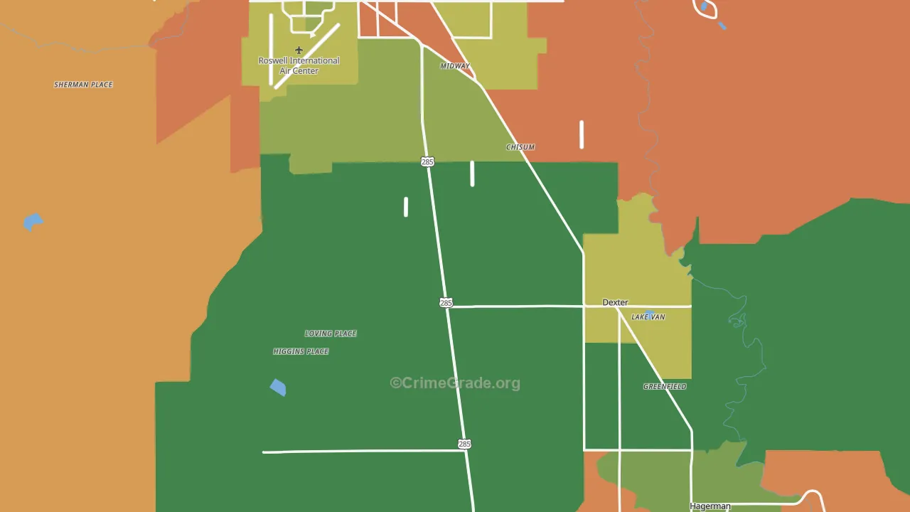 Dexter, NM Map of Drug-Related Crime Rates