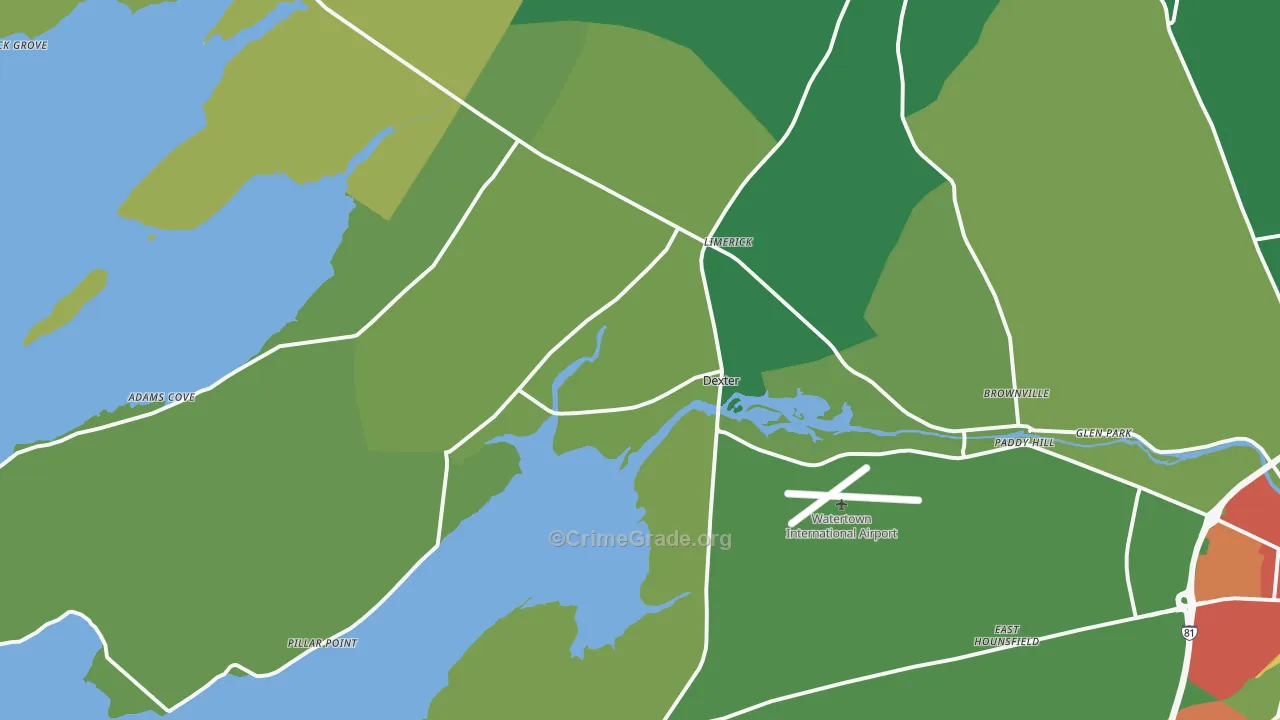 Dexter, NY Map of Drug-Related Crime Rates