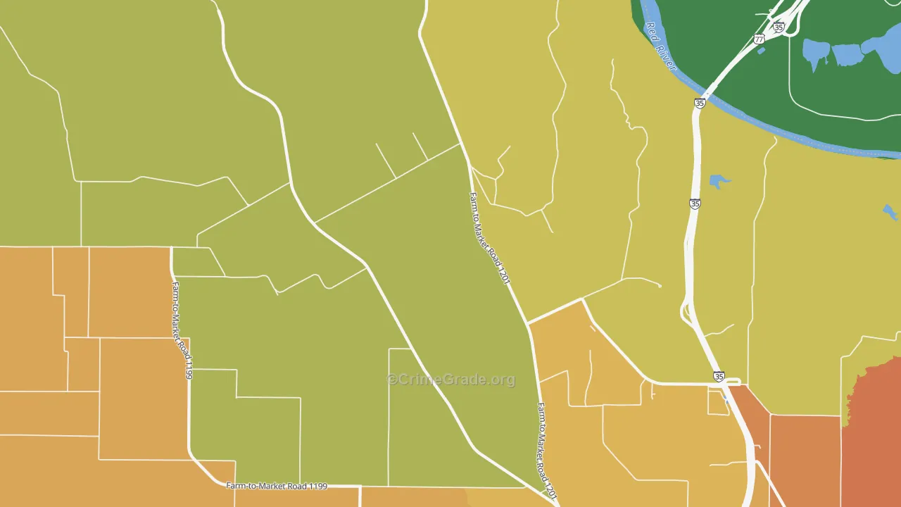 Dexter, TX Map of Drug-Related Crime Rates