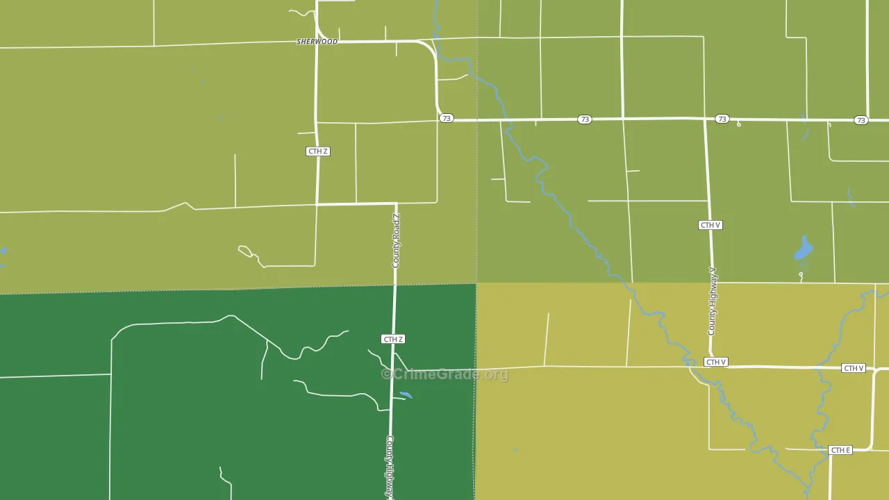 Dexterville, WI Map of Drug-Related Crime Rates