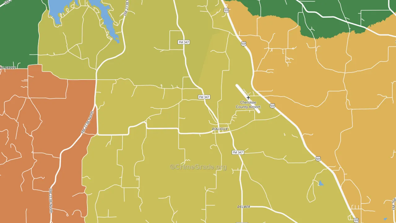 Dialville, TX Map of Drug-Related Crime Rates