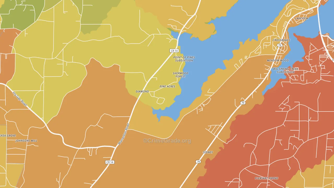 Diamond, AL Map of Drug-Related Crime Rates