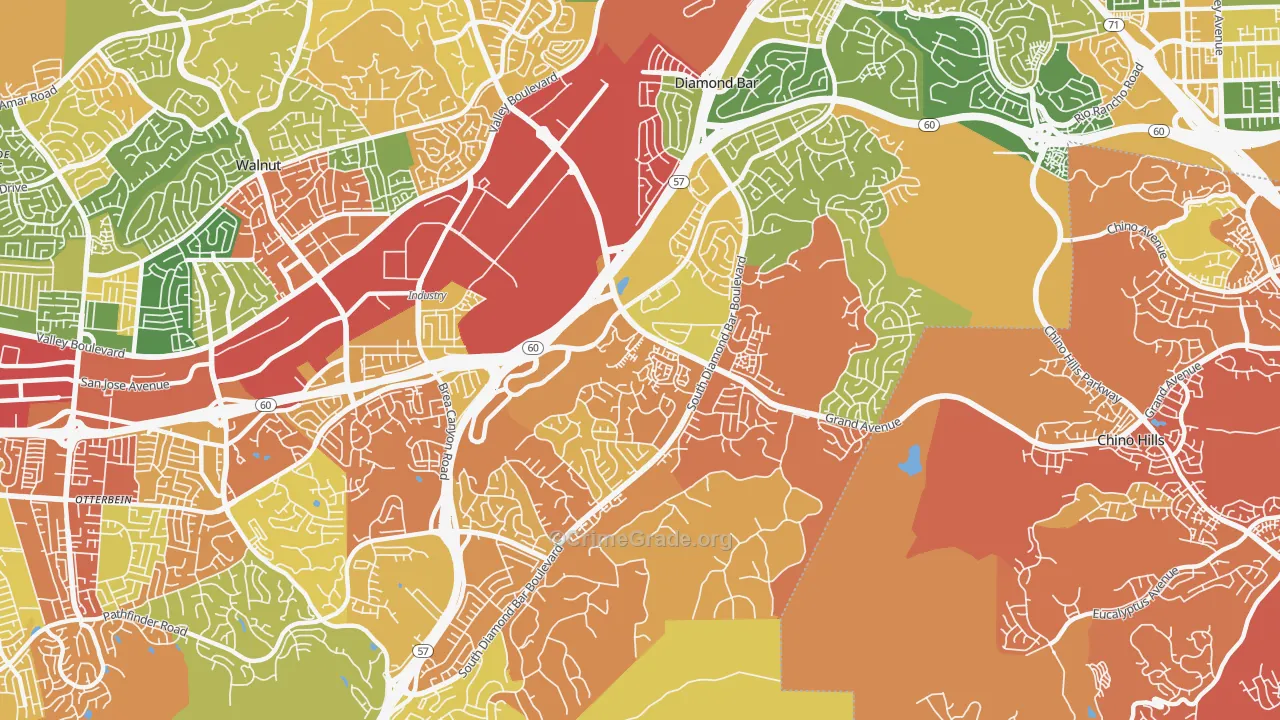 Diamond Bar, CA Map of Drug-Related Crime Rates