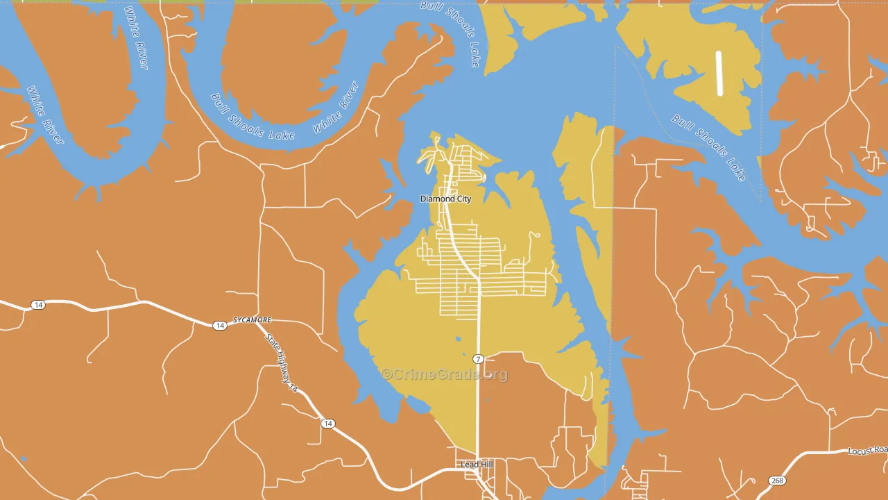 Diamond City, AR Map of Drug-Related Crime Rates