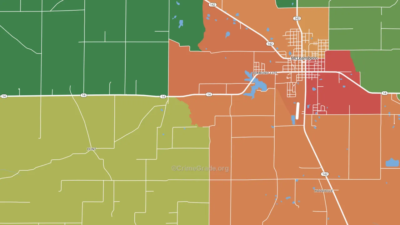 Diamond City, IL Map of Drug-Related Crime Rates