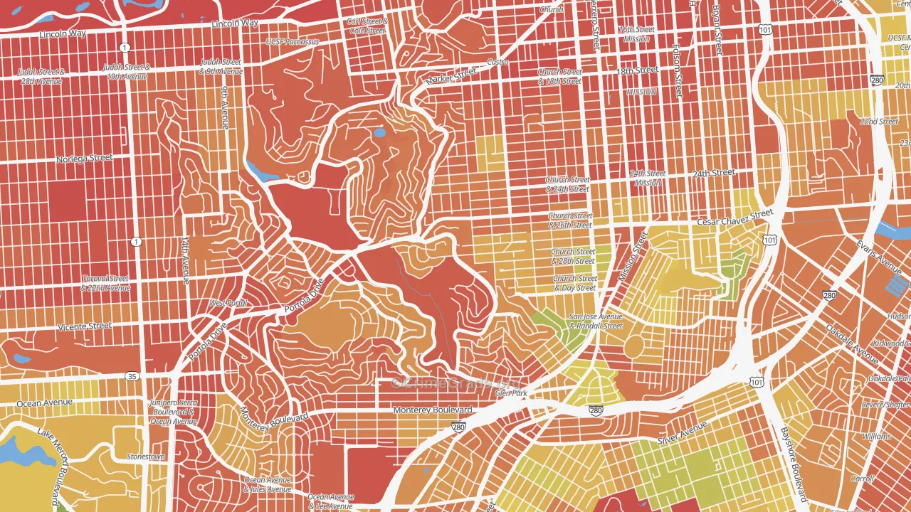 Diamond Heights, San Francisco, CA Map of Drug-Related Crime Rates