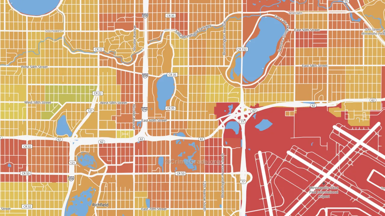Diamond Lake, Minneapolis, MN Map of Drug-Related Crime Rates