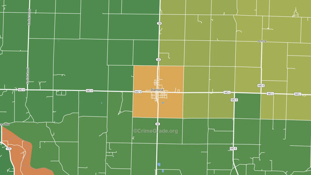Diamond, MO Map of Drug-Related Crime Rates