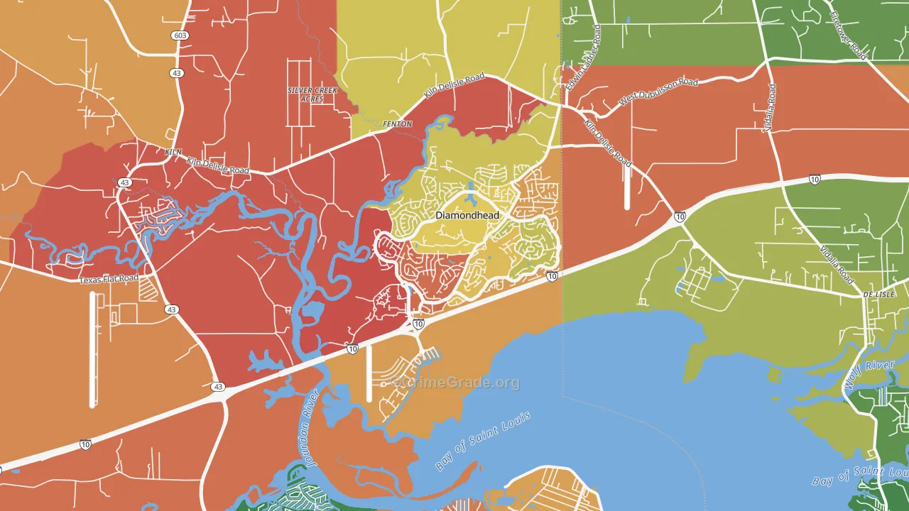 Diamondhead, MS Map of Drug-Related Crime Rates