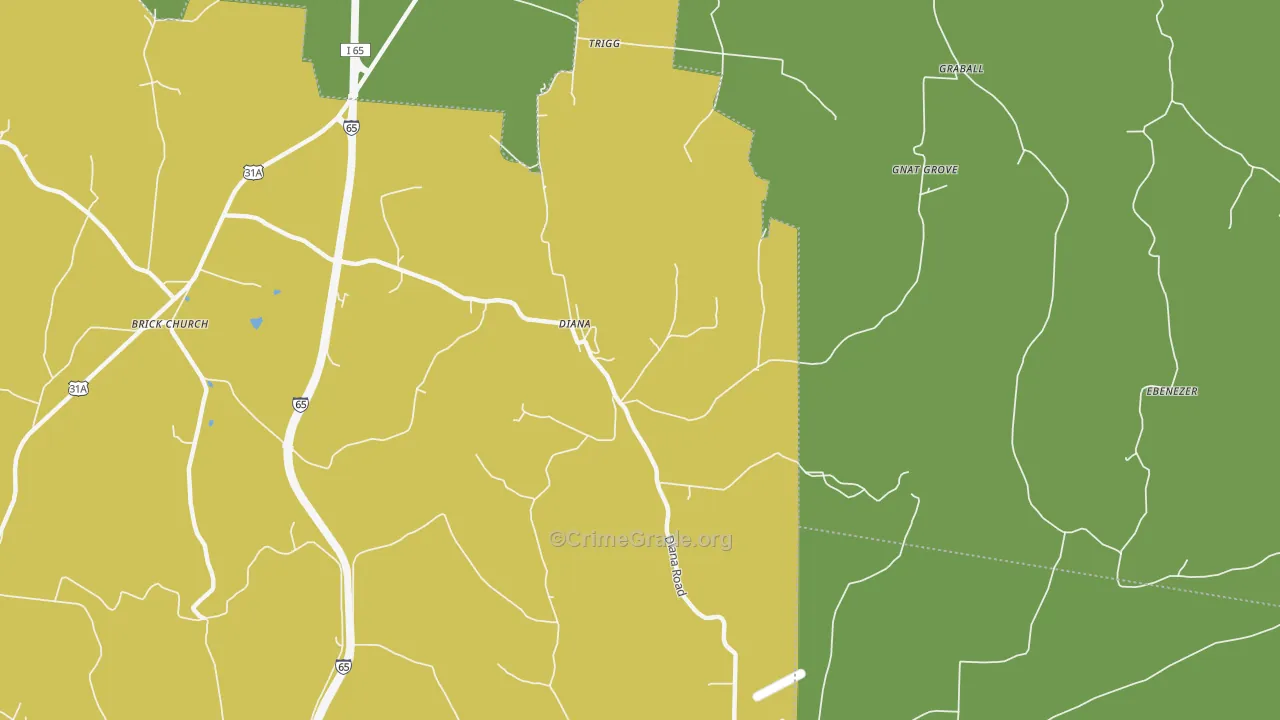 Diana, TN Map of Drug-Related Crime Rates