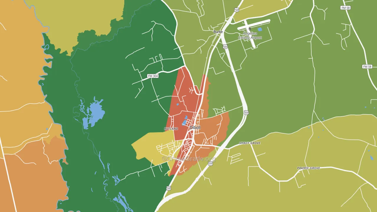 Diboll, TX Map of Drug-Related Crime Rates