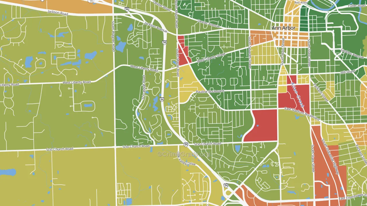 Dicken, Ann Arbor, MI Map of Drug-Related Crime Rates