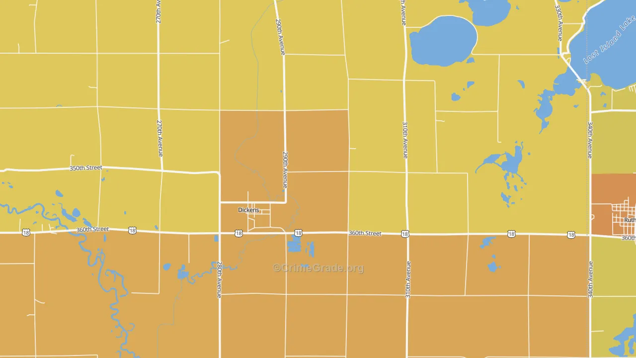 Dickens, IA Map of Drug-Related Crime Rates