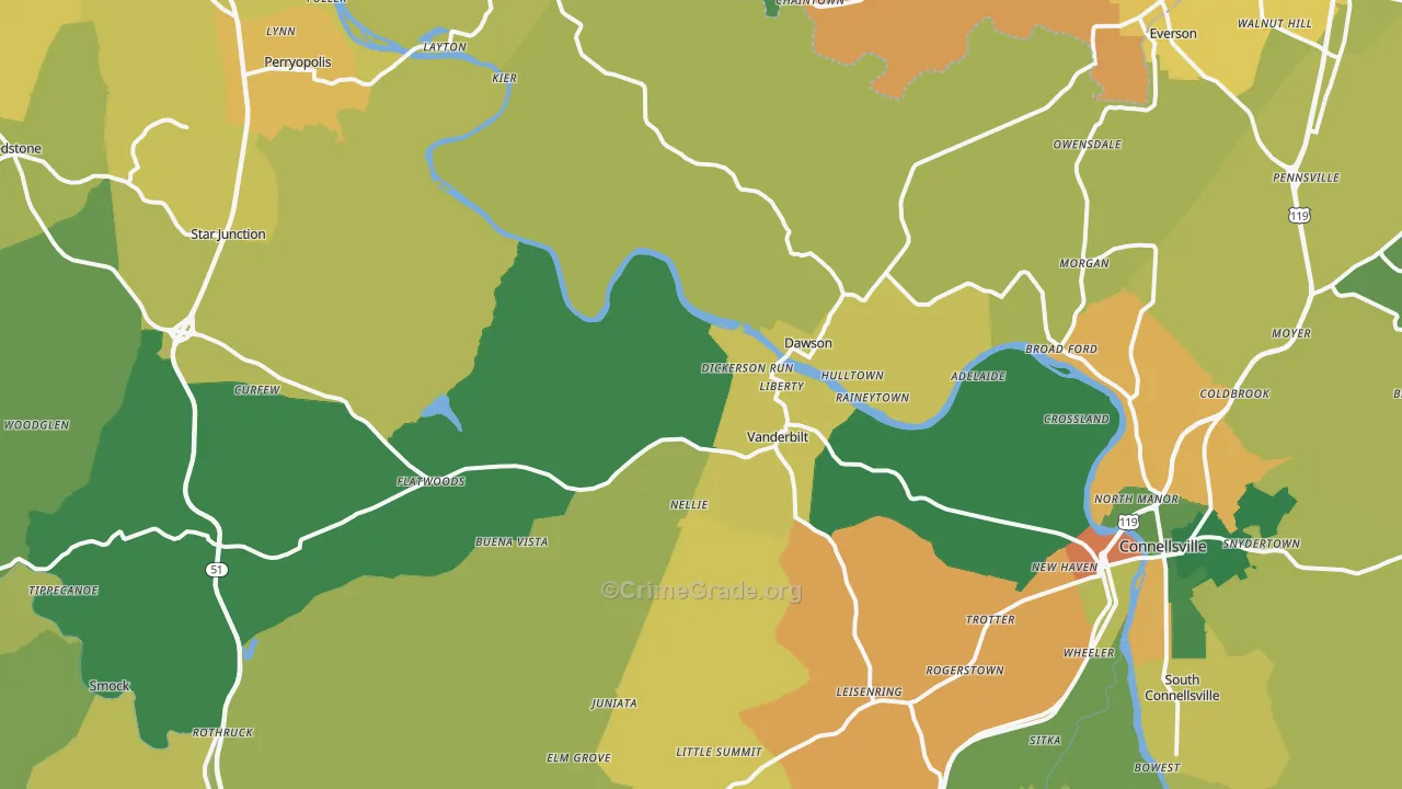 Dickerson Run, PA Map of Drug-Related Crime Rates
