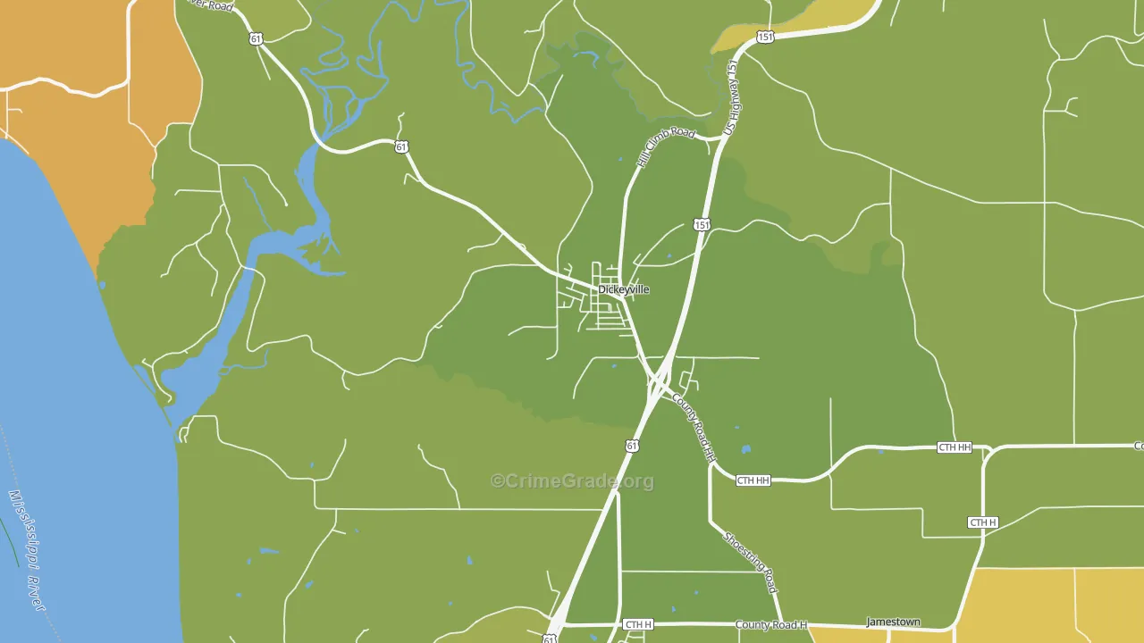 Dickeyville, WI Map of Drug-Related Crime Rates
