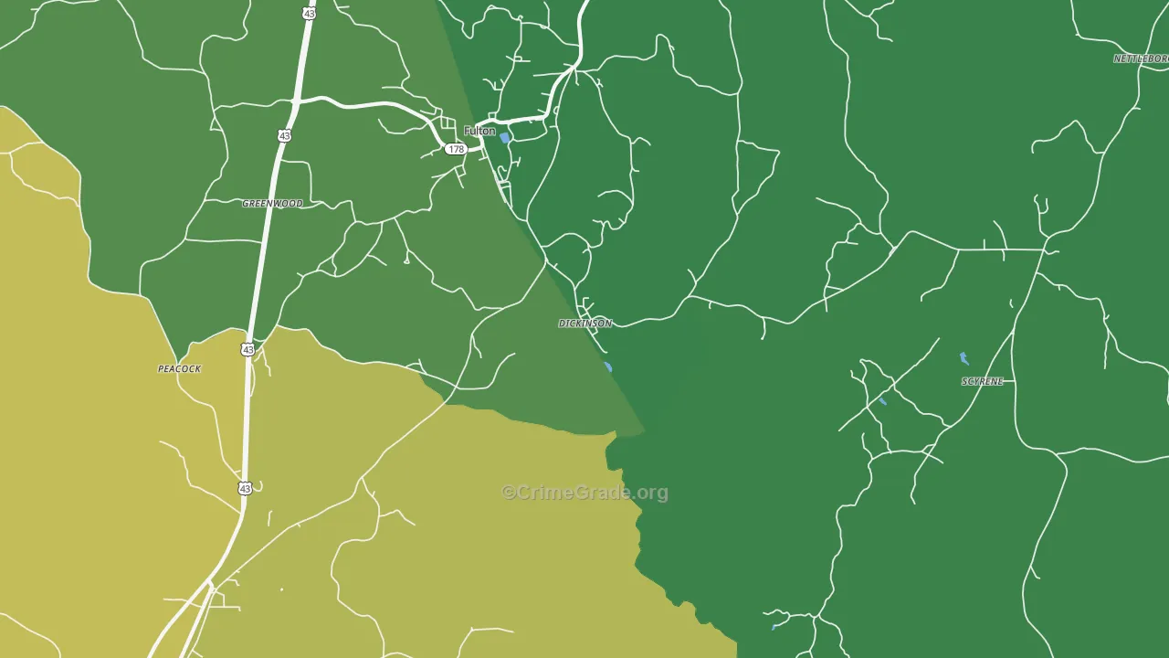 Dickinson, AL Map of Drug-Related Crime Rates