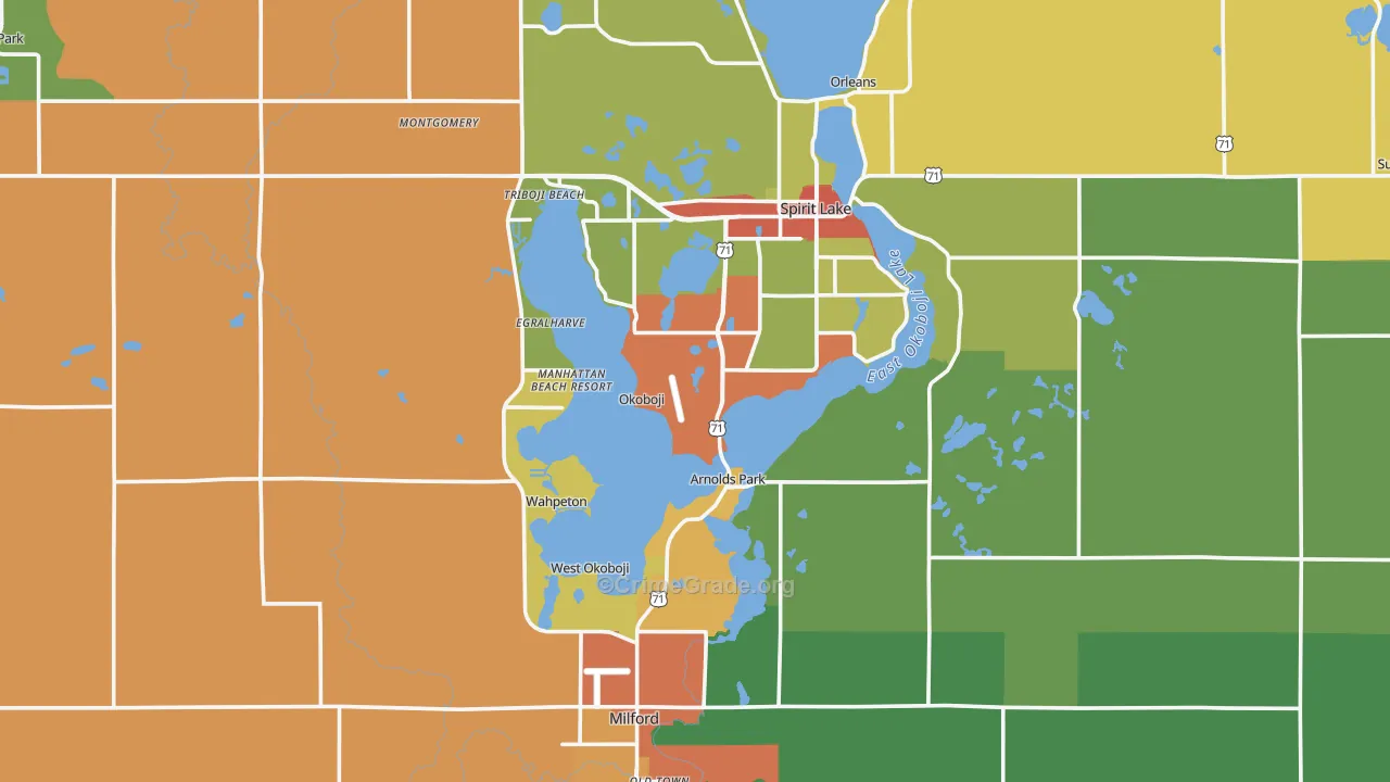 Dickinson County, IA Map of Drug-Related Crime Rates