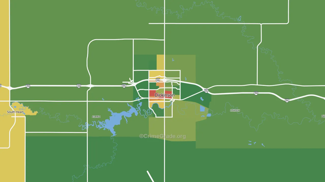 Dickinson, ND Map of Drug-Related Crime Rates