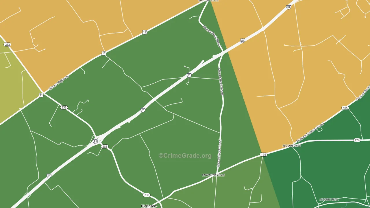 Dickinson, PA Map of Drug-Related Crime Rates
