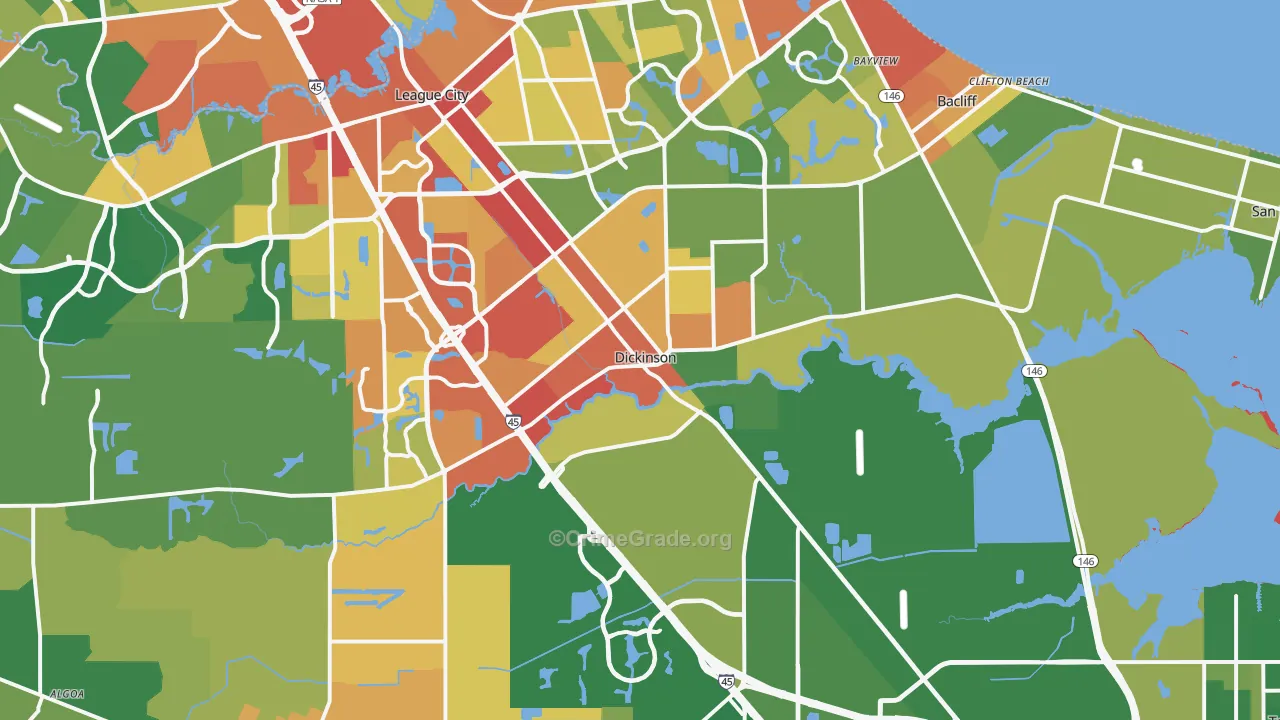Dickinson, TX Map of Drug-Related Crime Rates