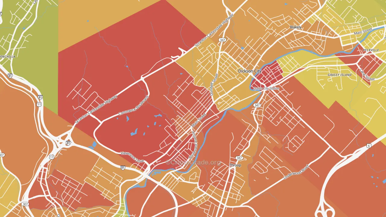 Dickson City, PA Map of Drug-Related Crime Rates