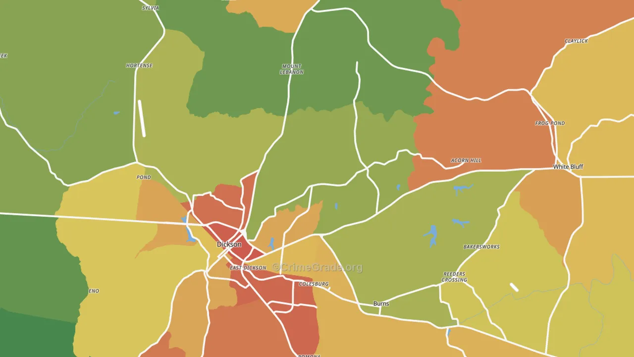 Dickson County, TN Map of Drug-Related Crime Rates