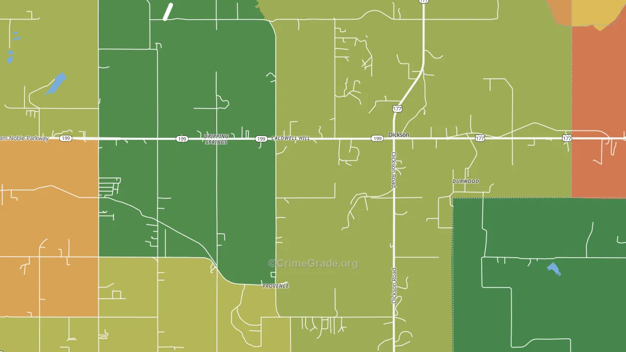 Dickson, OK Map of Drug-Related Crime Rates