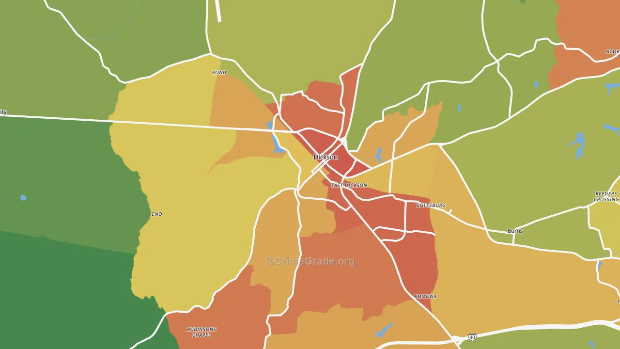 Dickson, TN Map of Drug-Related Crime Rates
