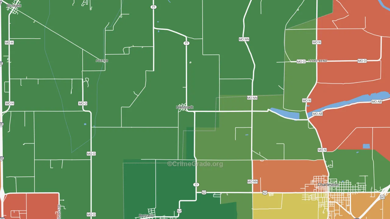 Diehlstadt, MO Map of Drug-Related Crime Rates
