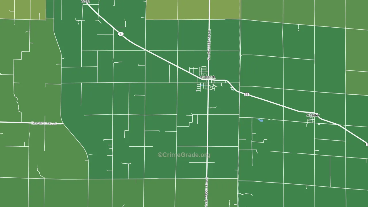 Dieterich, IL Map of Drug-Related Crime Rates