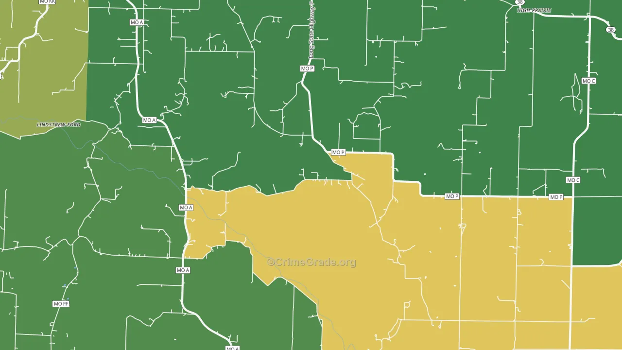 Diggins, MO Map of Drug-Related Crime Rates