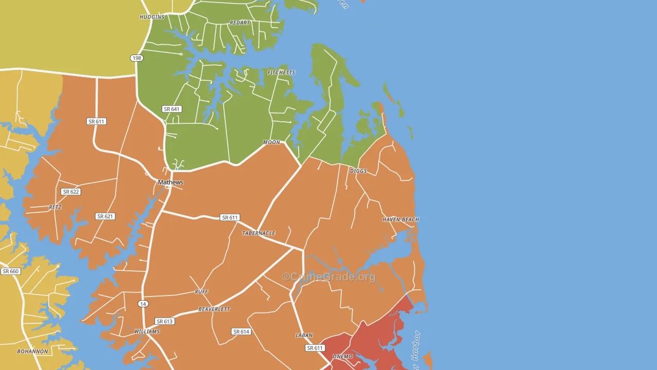 Diggs, VA Map of Drug-Related Crime Rates